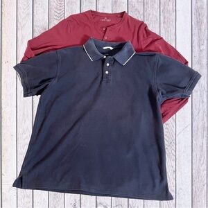 Essential Men's Basics Bundle: St. Michaels Navy Polo & Angelo Litrico Henley-M